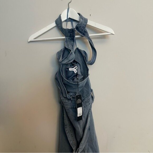 Fashion Nova It Girl Denim Jumpsuit - Light Wash Size XL NWT - Picture 4 of 10